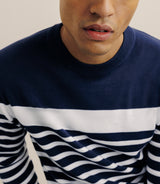 Pull col rond marinière marine