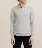 Pull col polo gris chiné