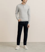 Pull col polo gris chiné