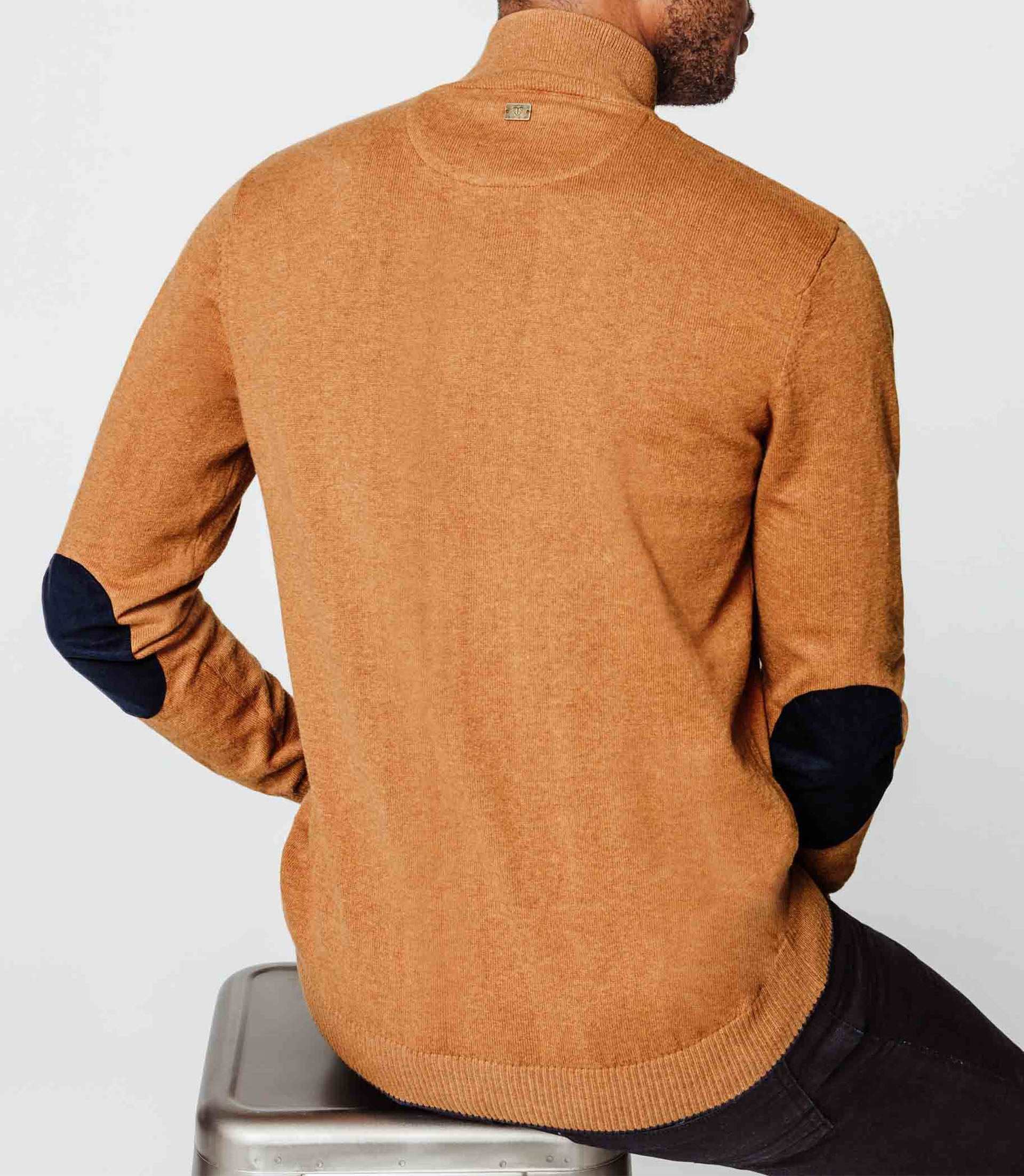 Pull col zippé ocre chiné