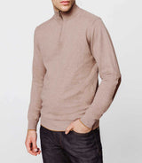 Pull col zippé taupe chiné - IZAC