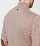 Pull col zippé taupe chiné