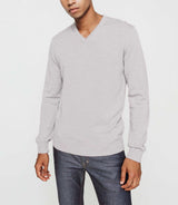 Light grey merino V-neck sweater