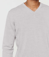 Light grey merino V-neck sweater