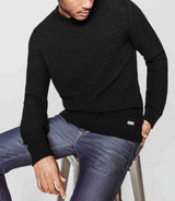 Black sweater with buttoned shoulder