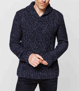 Navy blue shawl collar sweater