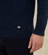 Loic" navy fancy round neck sweater