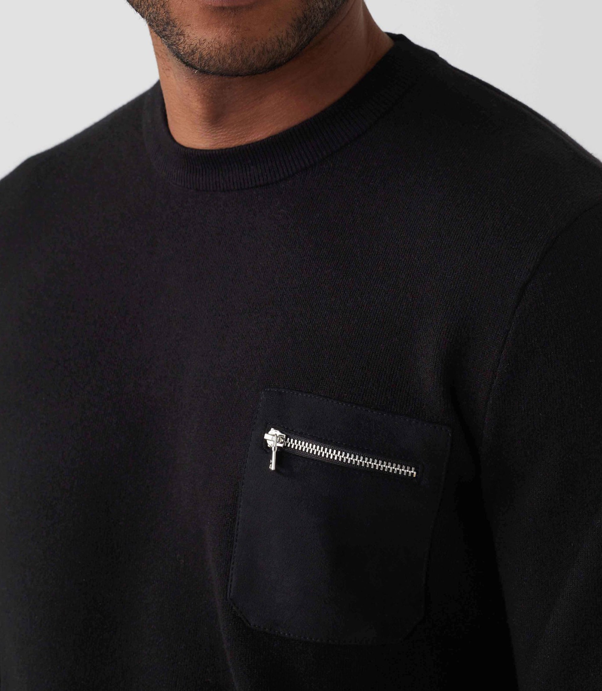 Pull col rond noir "Sergent"