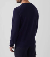 Sergio" navy wool-cashmere round neck sweater