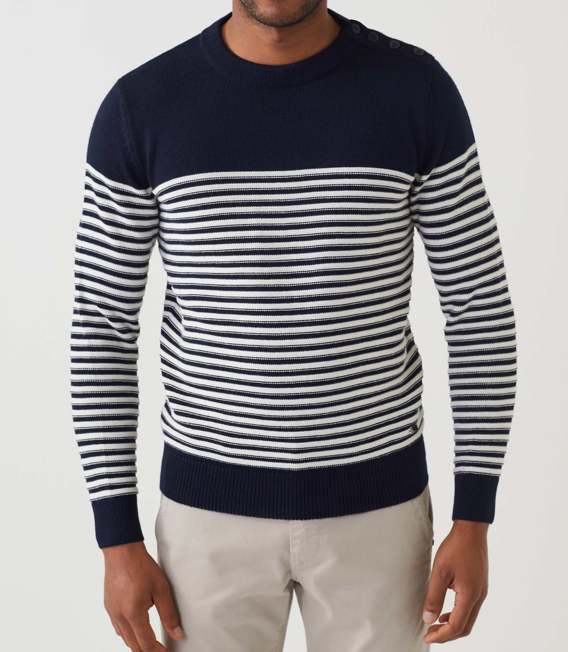 Pull col rond marine "Skanders"