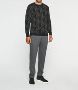 Black and anthracite wool round neck sweater BARCLAY