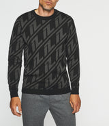 Pull col rond en laine noir et anthracite BARCLAY