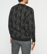 Pull col rond en laine noir et anthracite BARCLAY