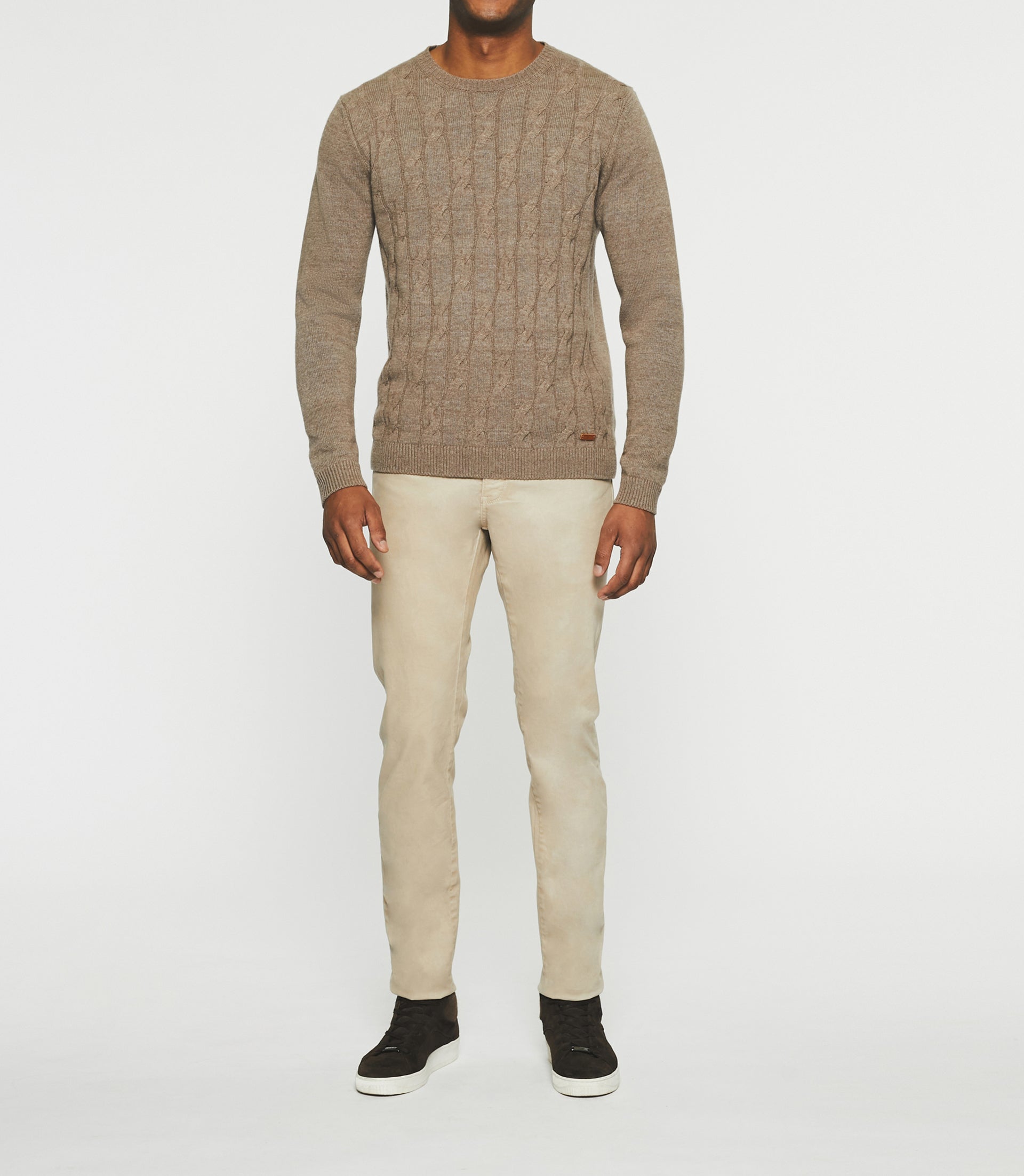 Brown wool-cashmere round neck sweater BENITO