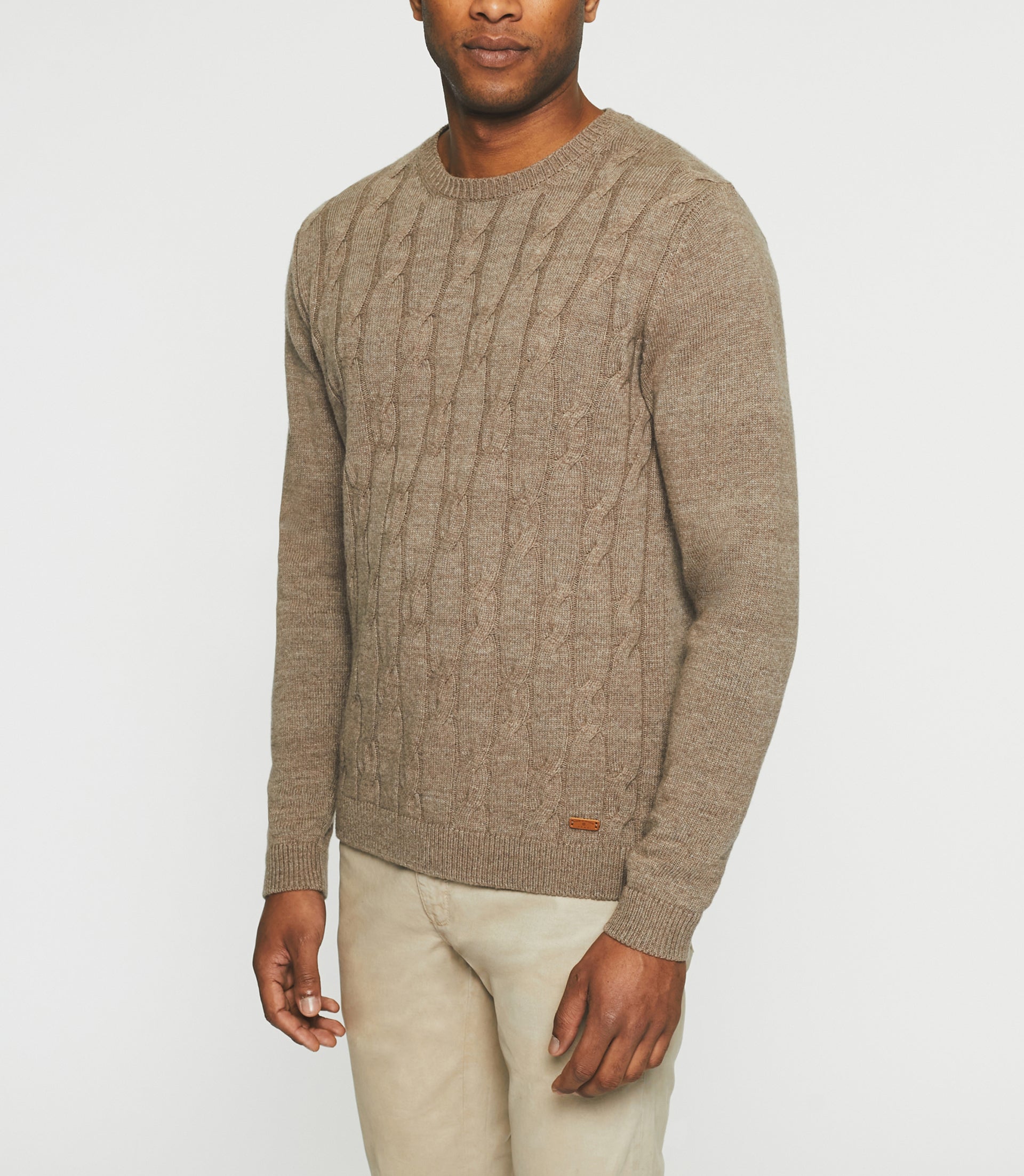 Brown wool-cashmere round neck sweater BENITO