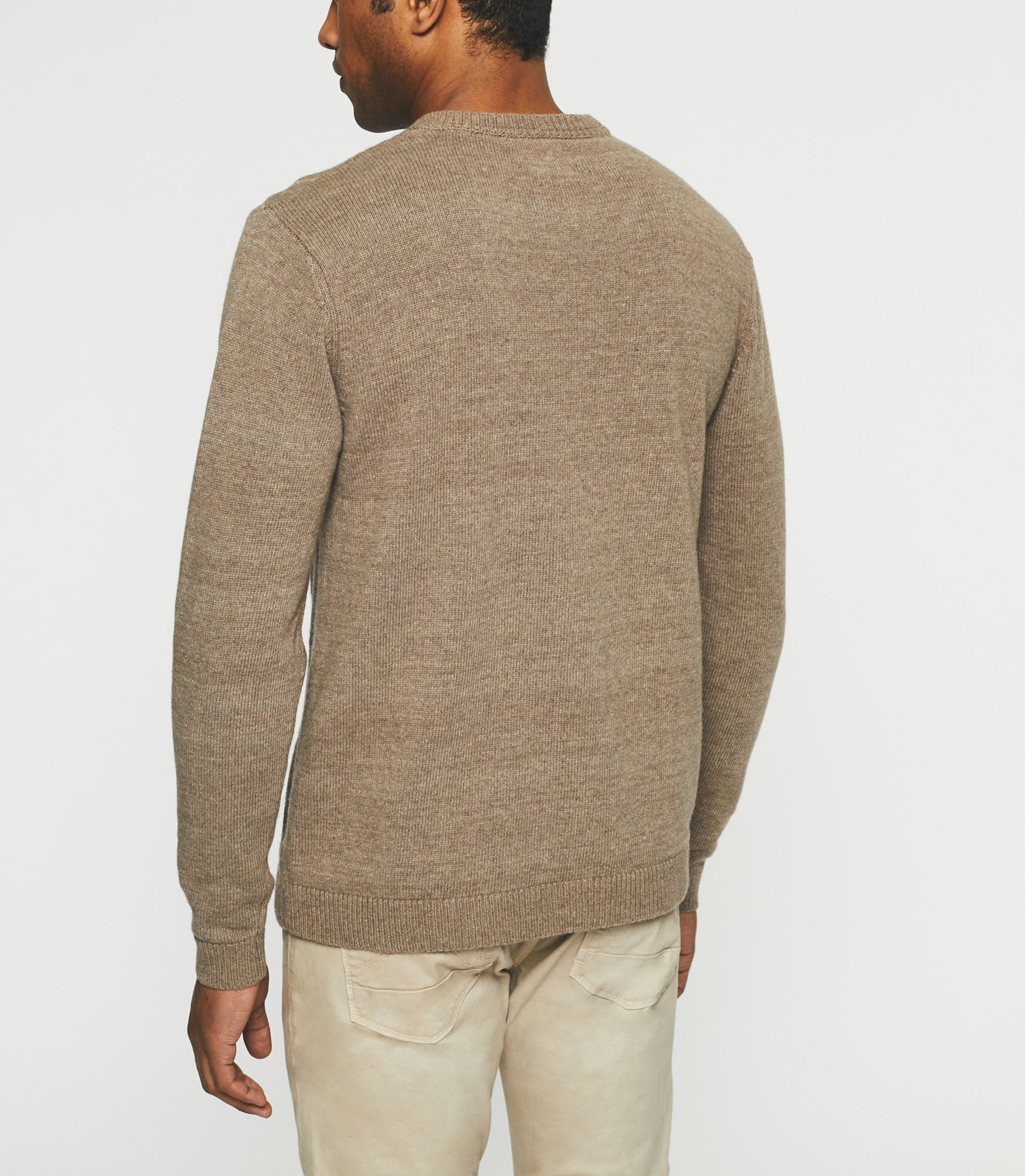 Brown wool-cashmere round neck sweater BENITO