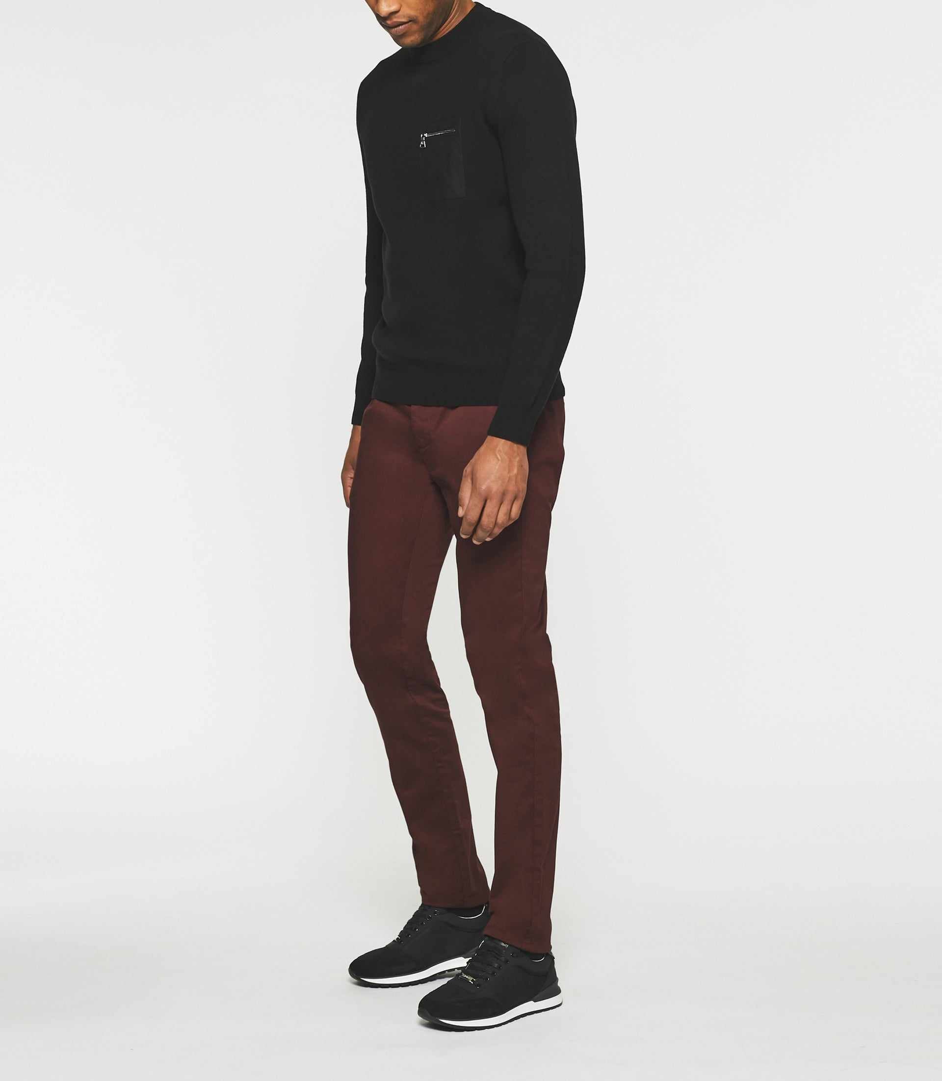 Pull col rond noir BRAD