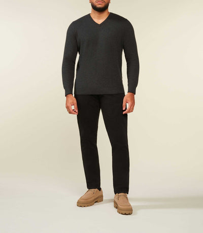 Pull col V coton cachemire gris anthracite BRENTBT - IZAC