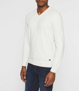 V-neck sweater in ecru cotton-cashmere BRENT