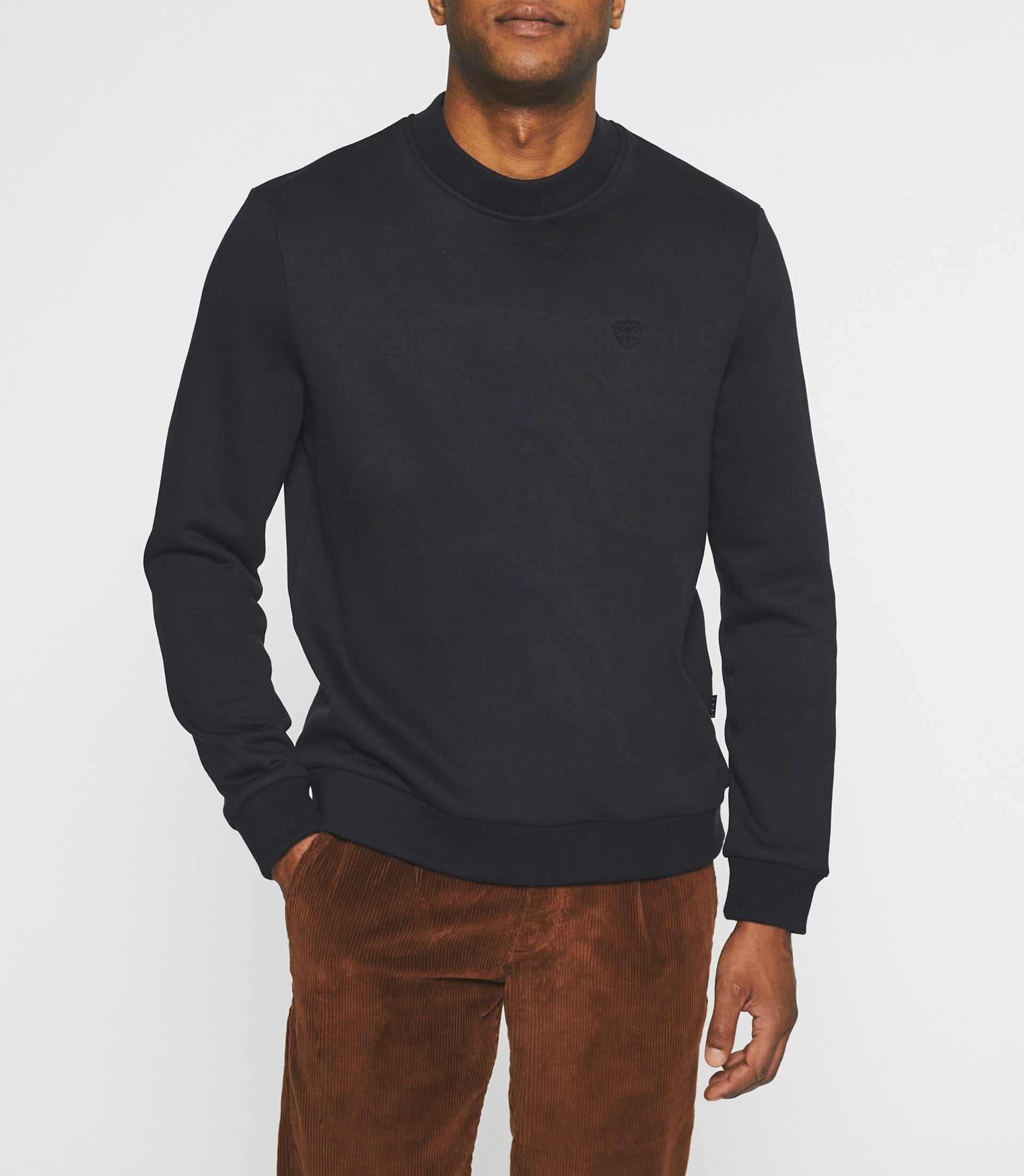 Round neck sweatshirt plain navy SWBENJI