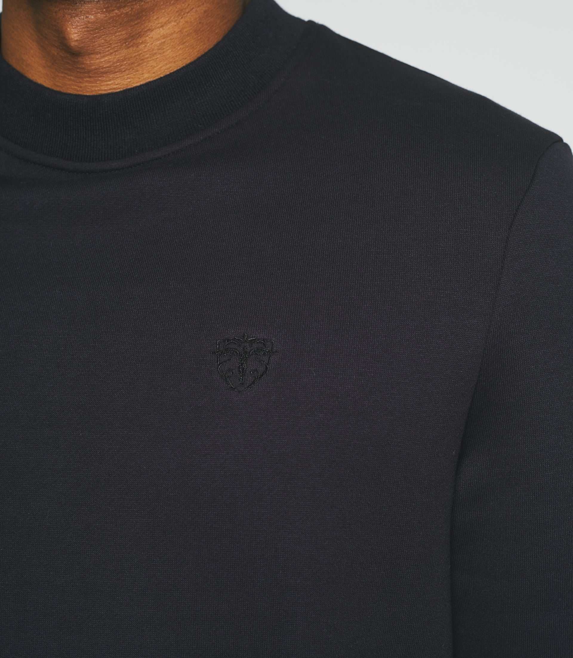 Round neck sweatshirt plain navy SWBENJI