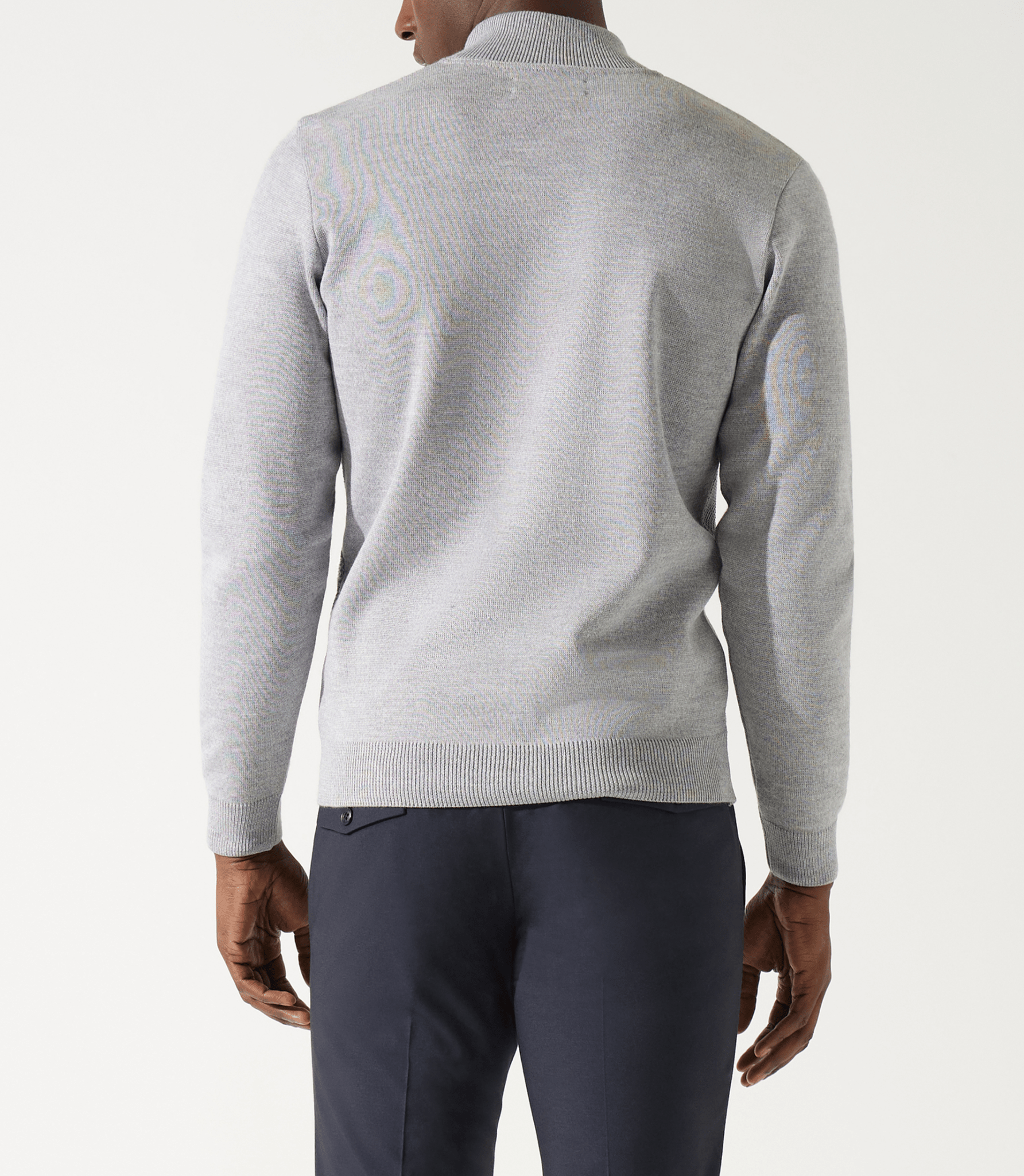 Gilet zippé jeux de point gris chiné en mérinos - IZAC