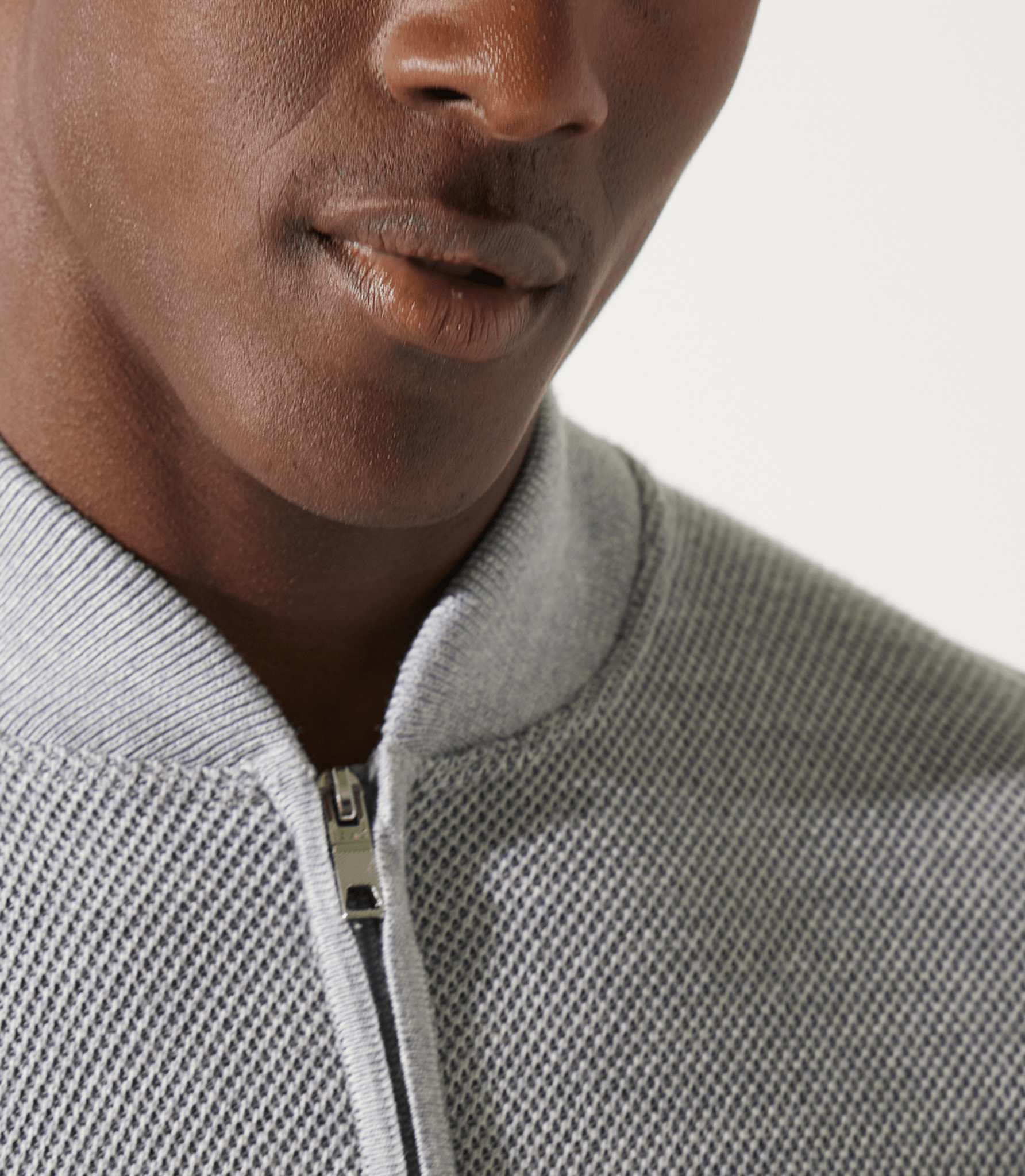 Gilet zippé jeux de point gris chiné en mérinos - IZAC