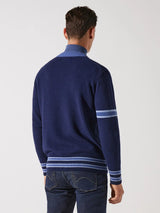 Gilet boutonné brodé bleu - IZAC