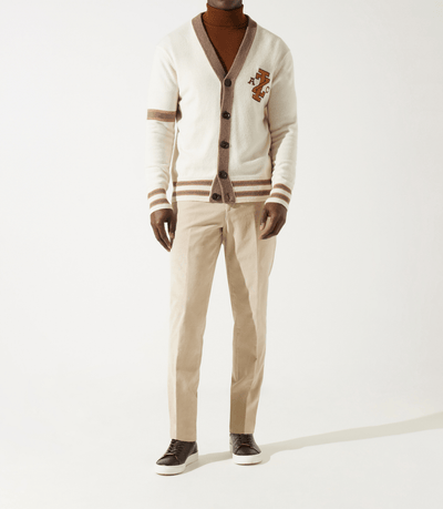 Gilet boutonné brodé écru - IZAC