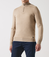 Pull col zippé camionneur beige foncé - IZAC