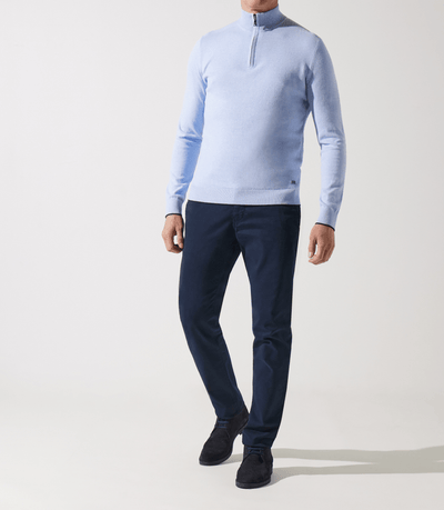 Pull col zippé camionneur bleu ciel - IZAC