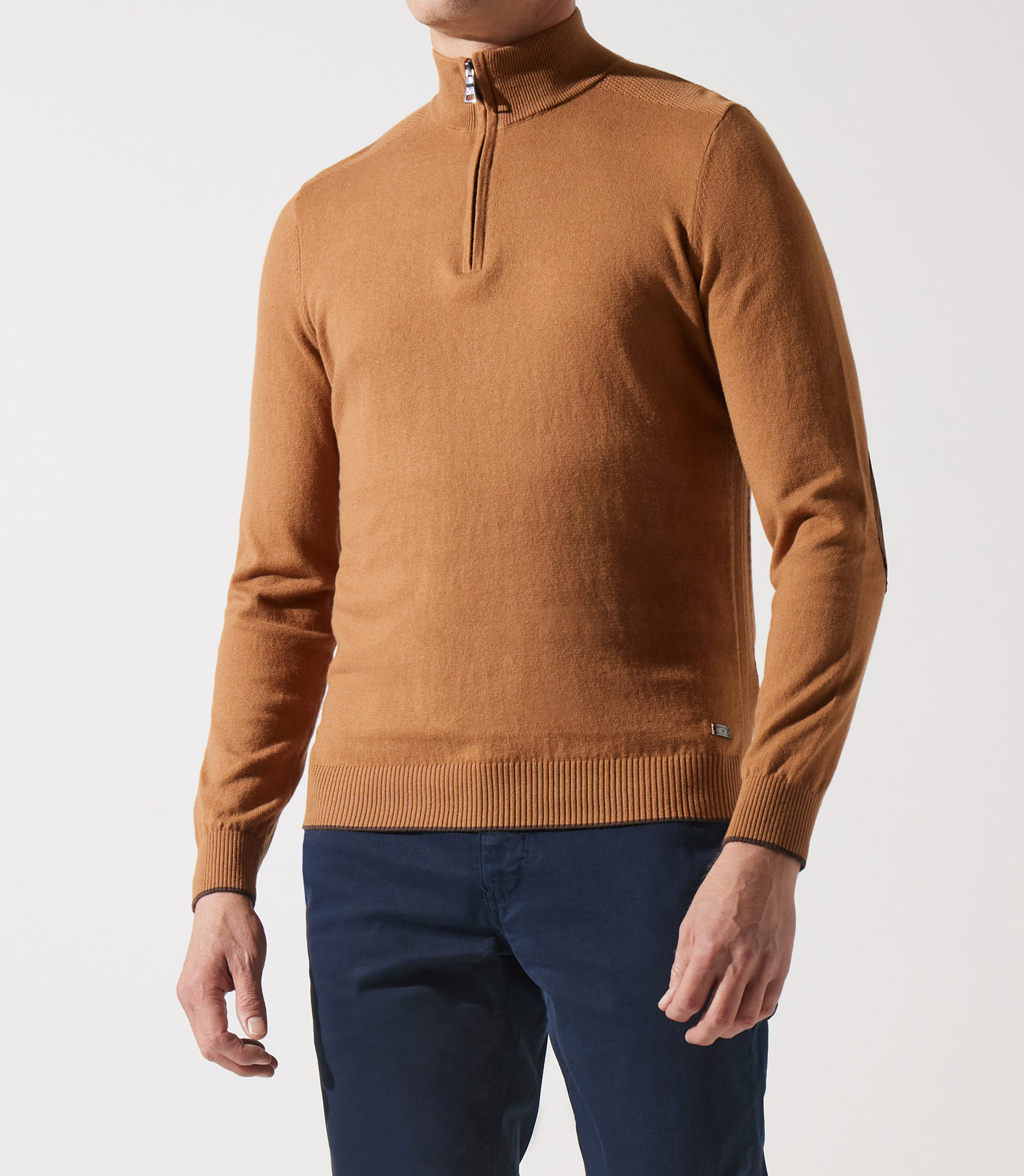 Pull col zippé camionneur camel