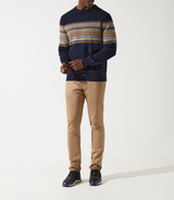 Marine jacquard round neck sweater