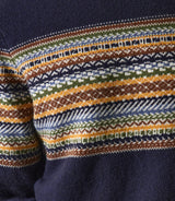 Pull col rond en jacquard marine - IZAC