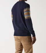 Marine jacquard round neck sweater