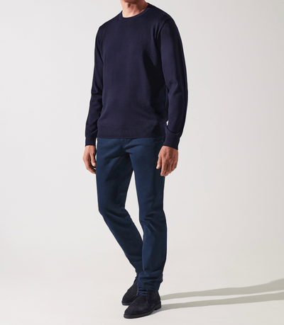 Pull col rond marine 100% mérinos - IZAC