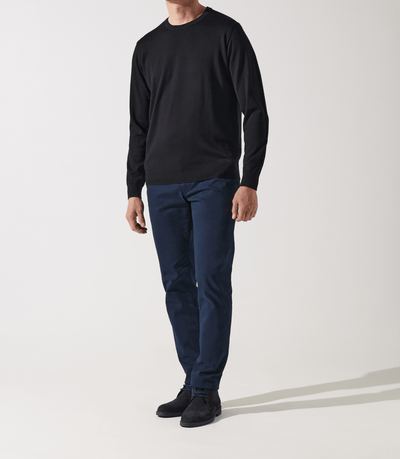 Pull col rond noir 100% mérinos - IZAC