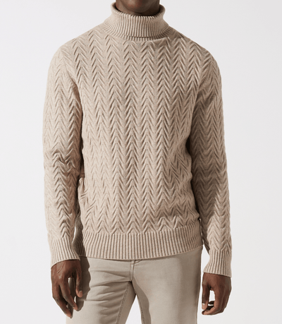 Pull col roulé torsade beige - IZAC