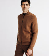 Pull gilet zippé col teddy camel - IZAC