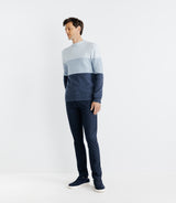 Blue striped round neck sweater