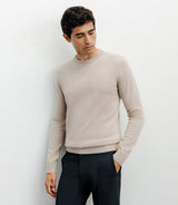 Pull col rond 100% cachemire beige - IZAC