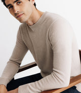 100% beige cashmere round neck sweater