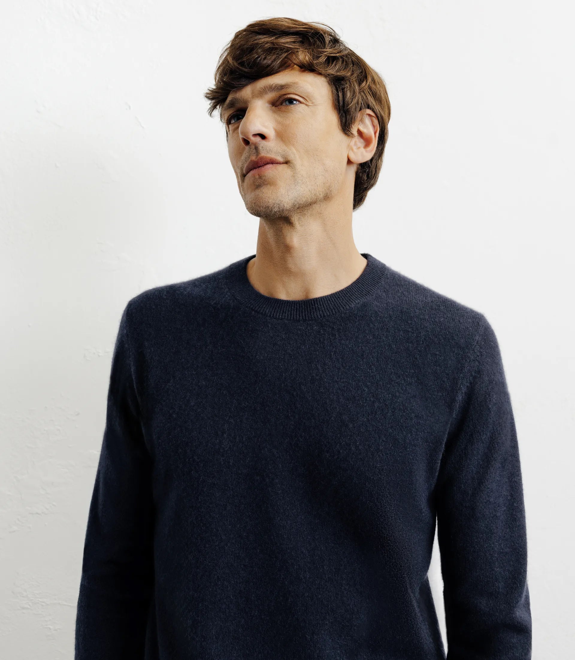 Pull col rond 100% cachemire marine - IZAC