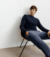 Pull col rond 100% cachemire marine - IZAC