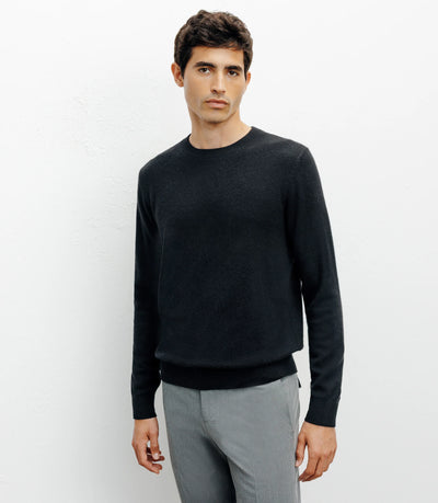 Pull col rond 100% cachemire noir - IZAC