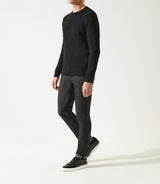 100% black cashmere round neck sweater