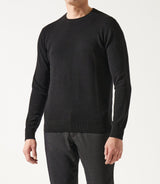 100% black cashmere round neck sweater