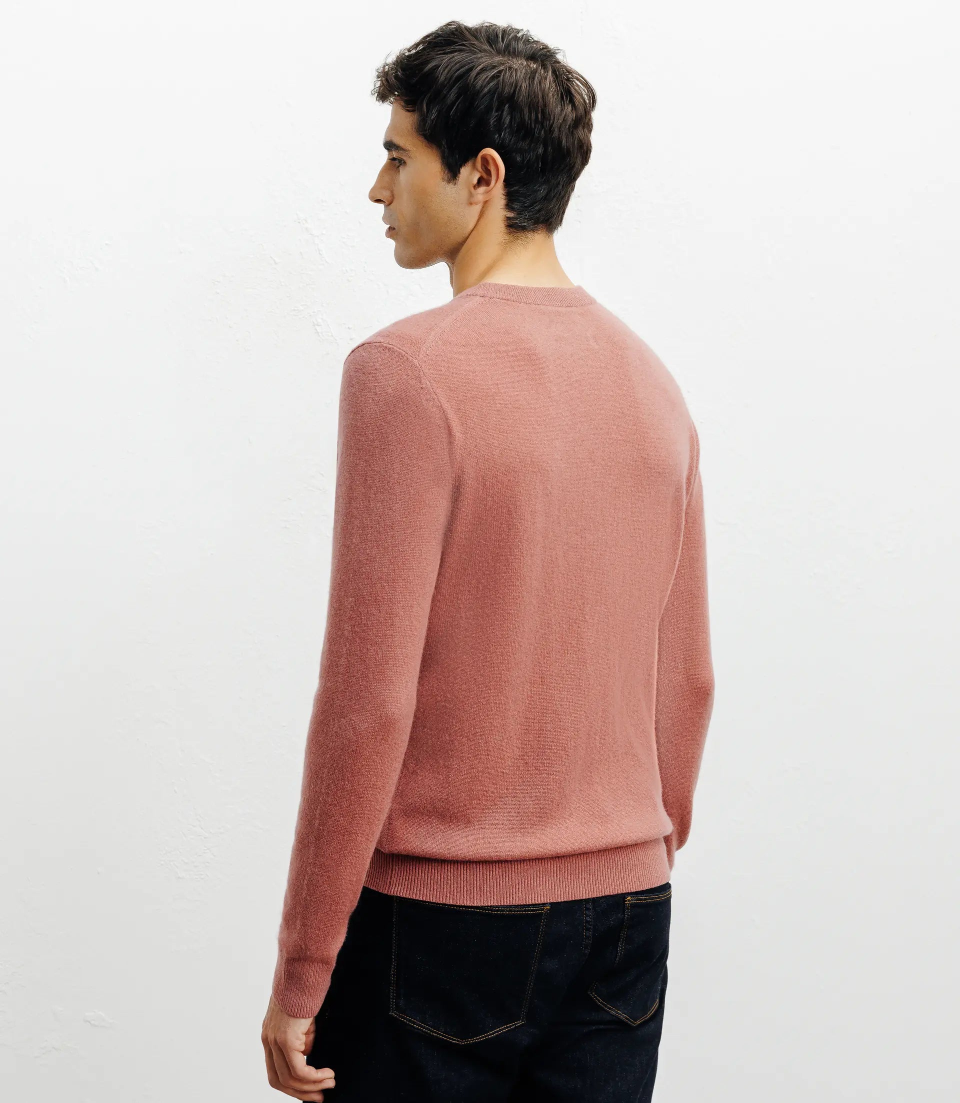 Pull col rond 100% cachemire rose - IZAC