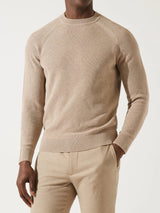 Pull beige col rond jeux de point - IZAC