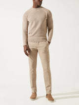 Pull beige col rond jeux de point - IZAC